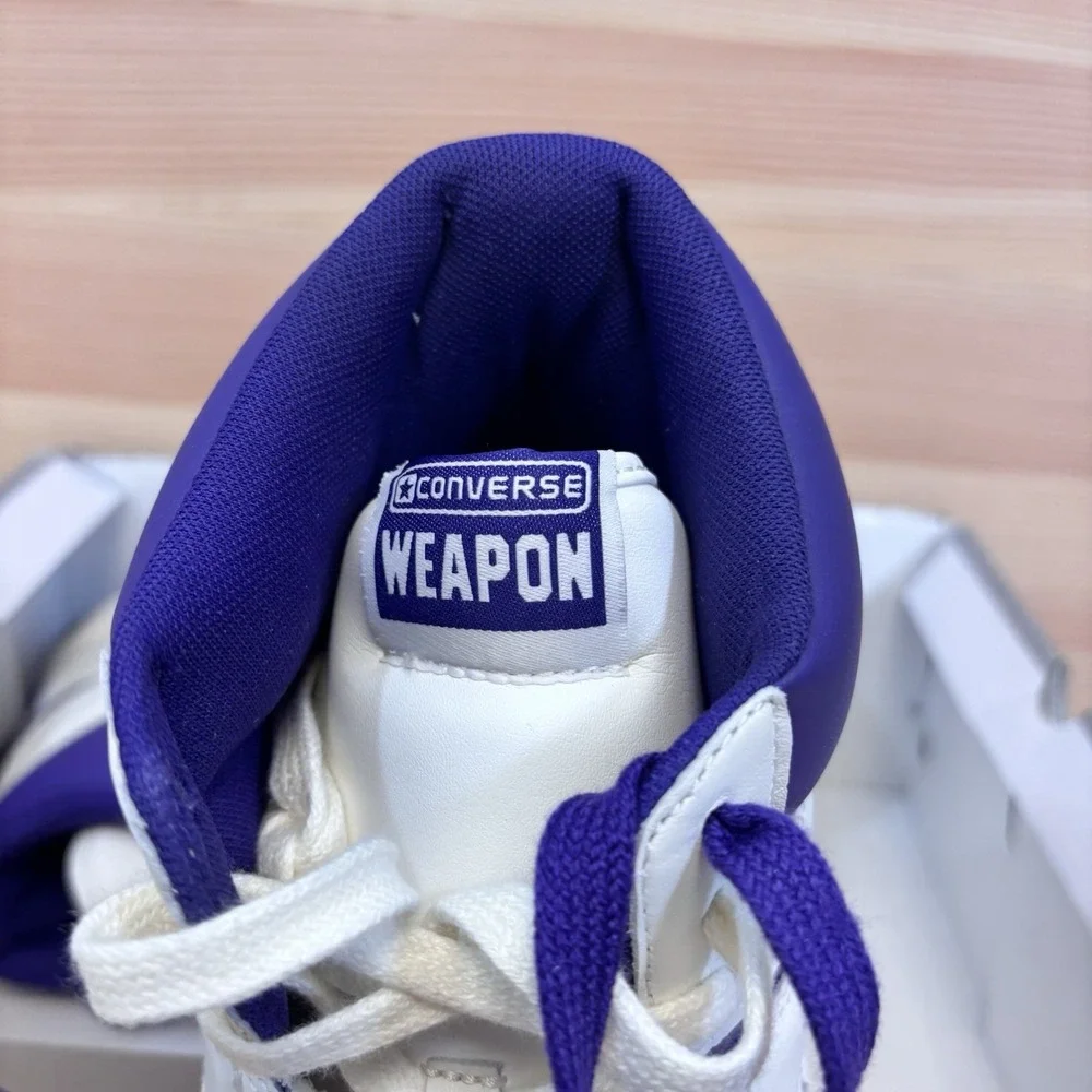 Converse Mens Weapon Mid  Mens Size 13 Vintage White Court Purple A11211C